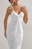 Dorothy | White Plunge V Neckline Ruffle Midi Dress sold by Club L London