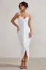 Dorothy | White Plunge V Neckline Ruffle Midi Dress sold by Club L London