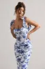 Cordelia | Floral Print Bodycon Midi Dress With Bow Straps sold by Club L London