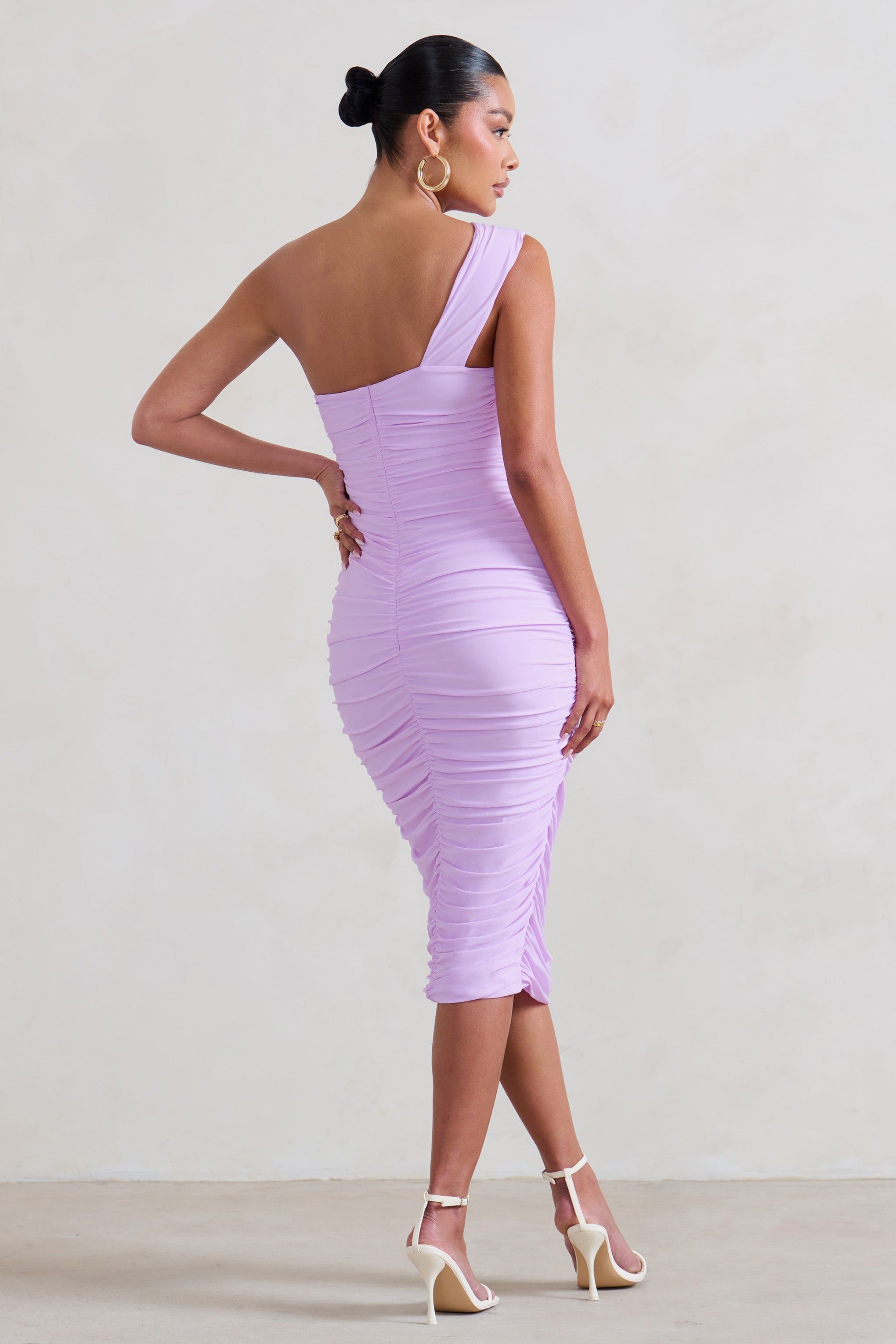 Contour | Lilac Maternity One Shoulder Bodycon Midi Dress sold by Club L London product image thumbnail 2