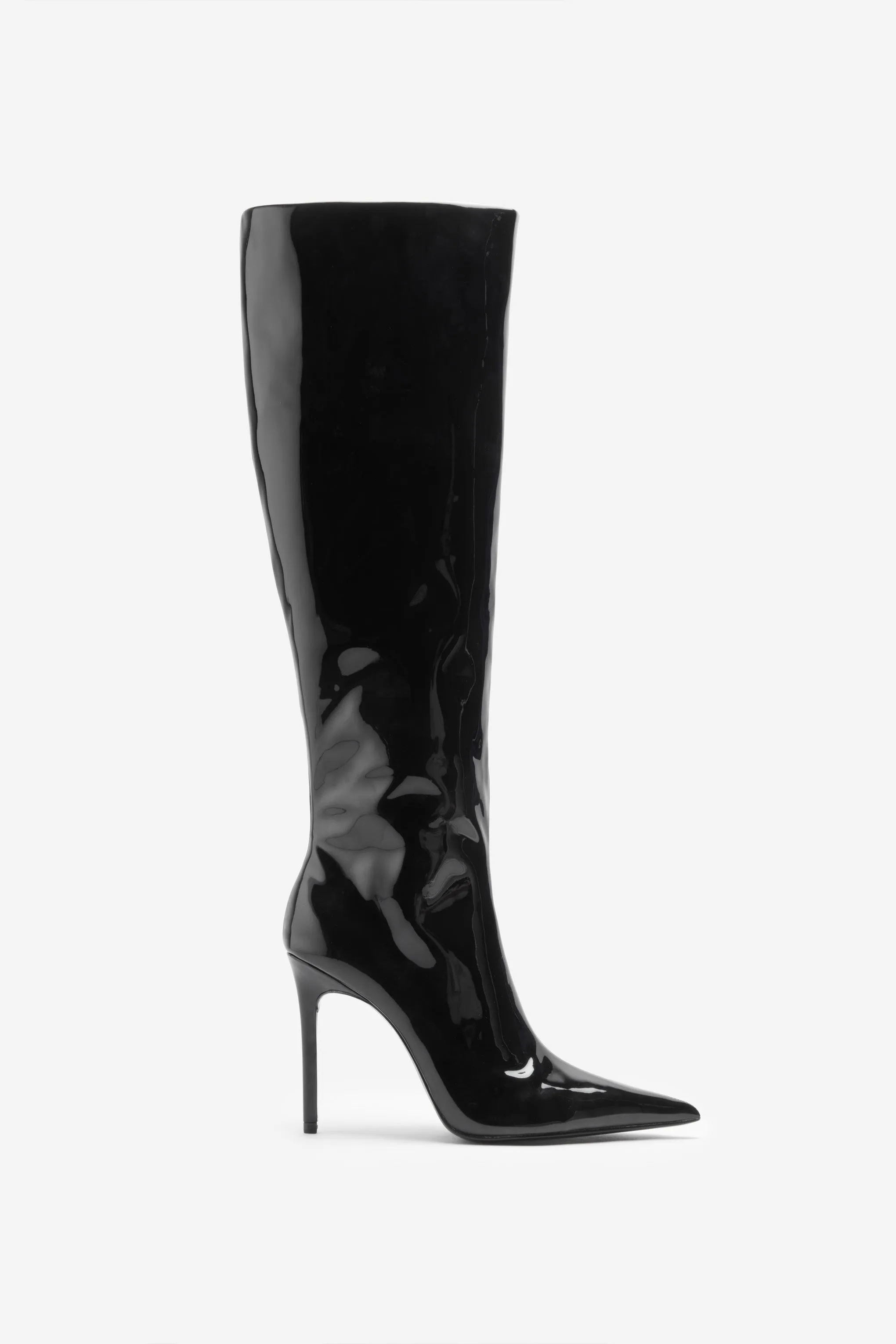 Over It | Black Fitted Over-Knee Pointed Heeled Boots sold by Club L London product image thumbnail 2
