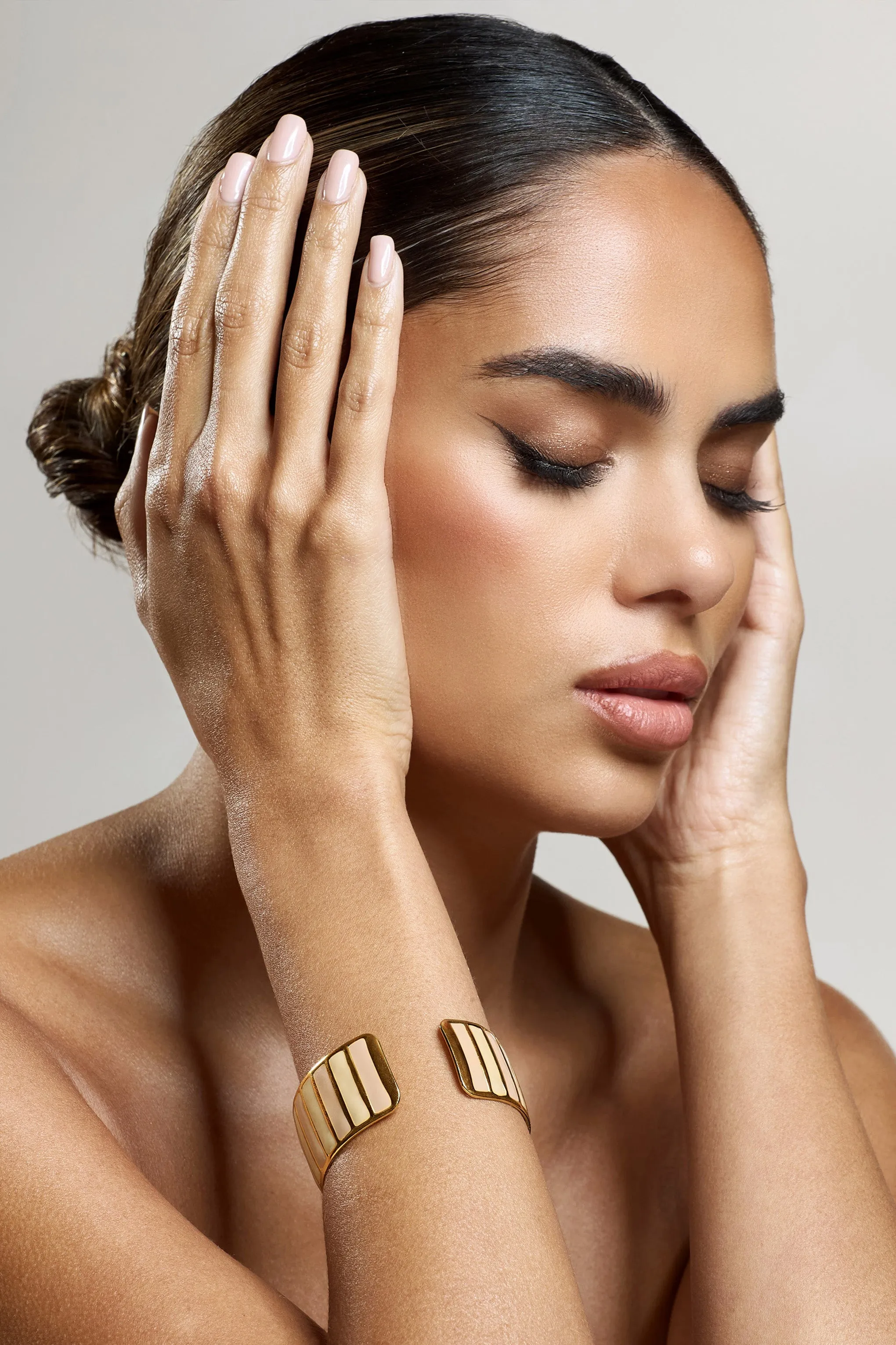 Yasmine | Nude Adjustable Gold Bangle sold by Club L London product image thumbnail 4