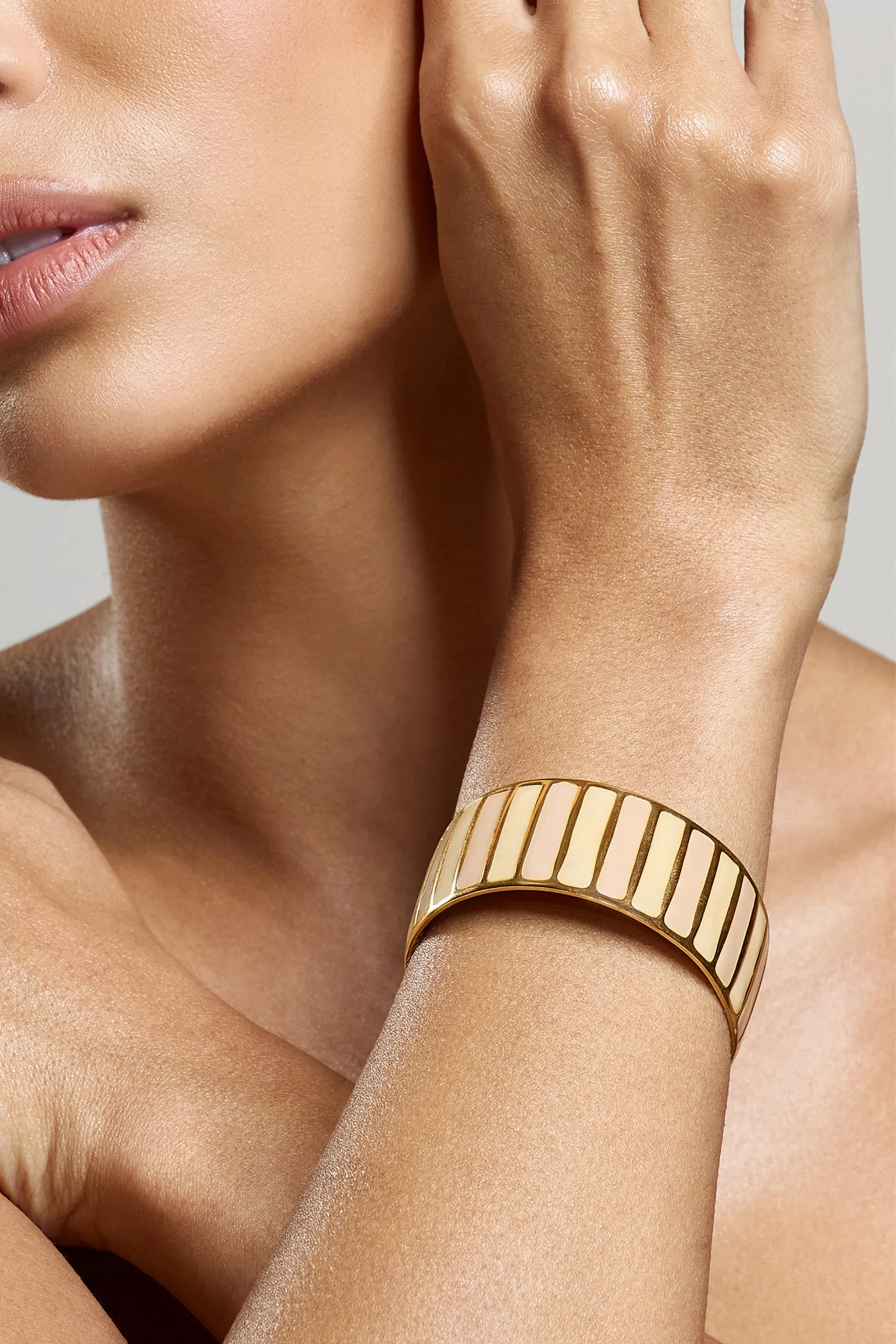 Yasmine | Nude Adjustable Gold Bangle sold by Club L London product image thumbnail 2