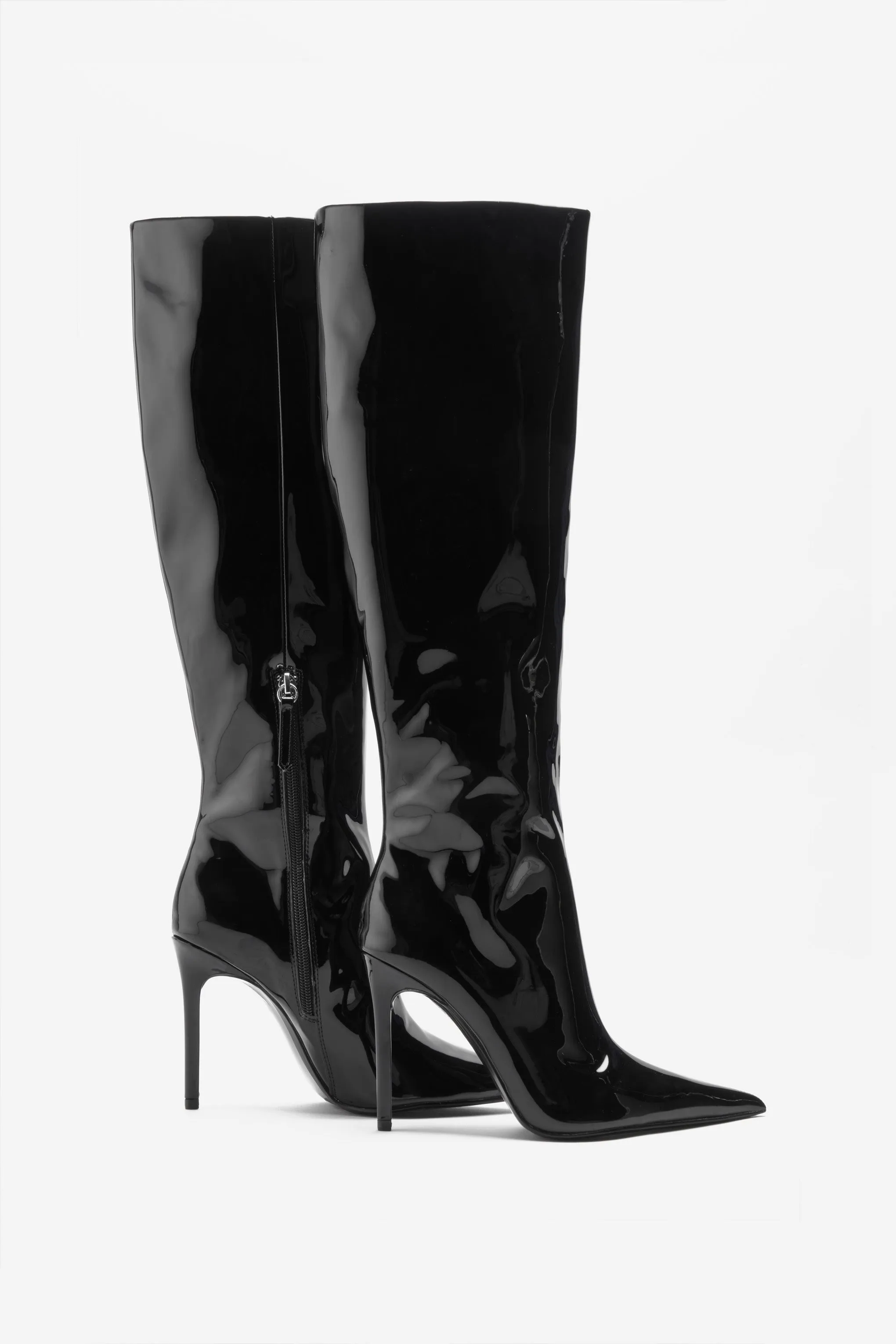 Over It | Black Fitted Over-Knee Pointed Heeled Boots sold by Club L London product image thumbnail 3