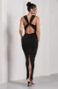 Finely Formed | Black Ruched Cowl-Neck Bodycon Maxi Dress sold by Club L London