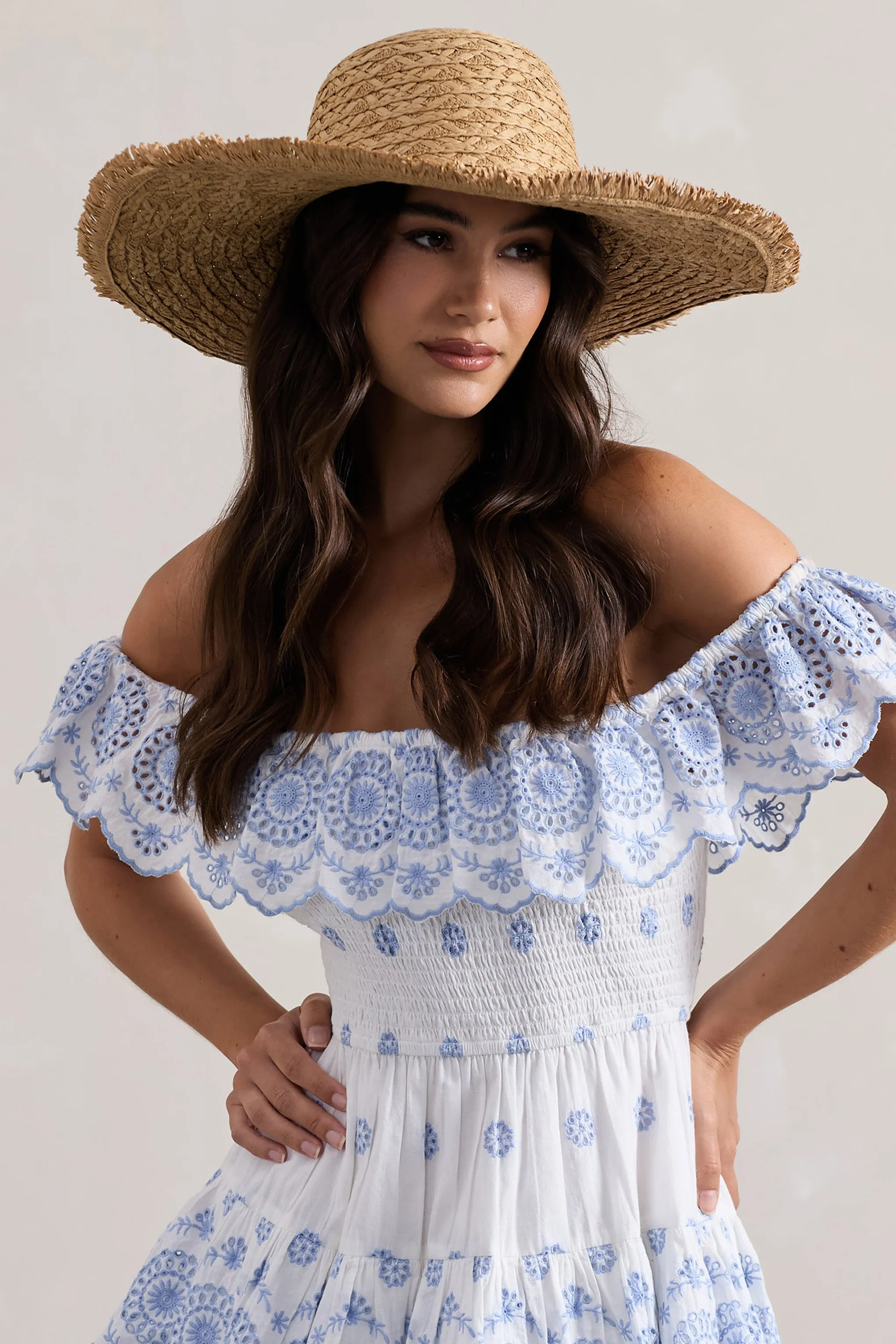 Solara | Beige Straw Sun Hat sold by Club L London product image thumbnail 3