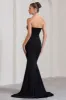 Impress Me | Black Strapless Bandeau Fishtail Maxi Dress sold by Club L London