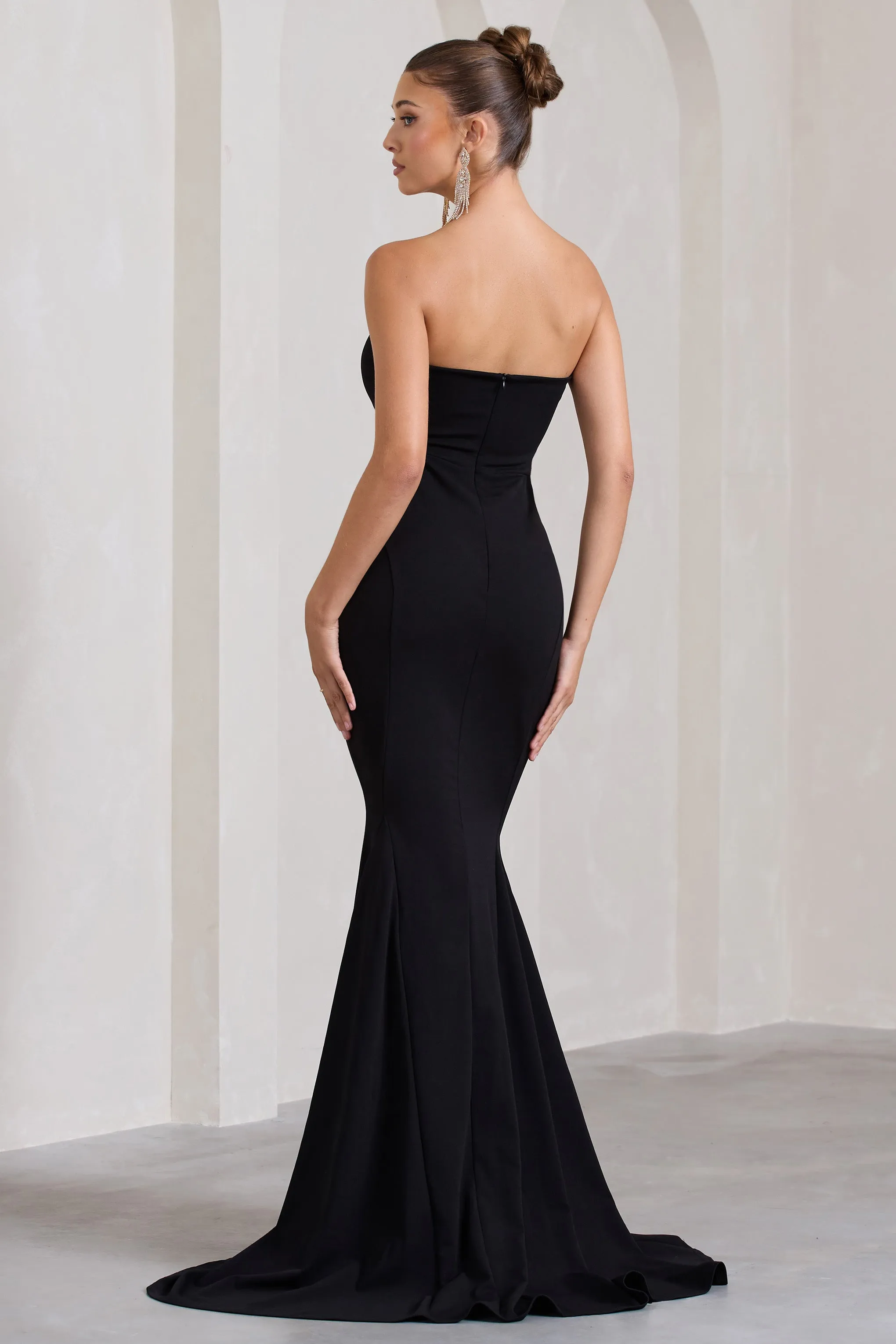 Impress Me | Black Strapless Bandeau Fishtail Maxi Dress sold by Club L London product image thumbnail 2