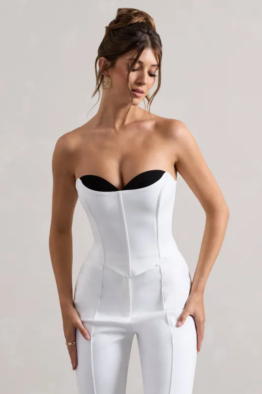Aubriella | White Strapless Lace-Up Corset Top sold by Club L London