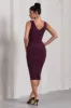 Out Of Love | Plum Ruched Bodycon Plunge-Neck Midi Dress sold by Club L London