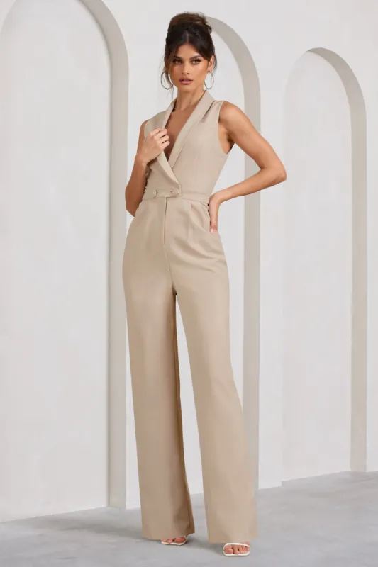 Endure | Tall Stone Tailored Sleeveless Wide-Leg Jumpsuit sold by Club L London