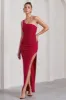 My Night | Red One Shoulder Sleeveless Cut-Out Split Maxi Dress sold by Club L London