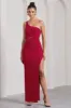 My Night | Red One Shoulder Sleeveless Cut-Out Split Maxi Dress sold by Club L London