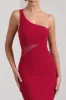 My Night | Red One Shoulder Sleeveless Cut-Out Split Maxi Dress sold by Club L London
