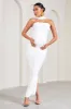 Truly | White Ruched Maternity Maxi Dress With Halter Collar sold by Club L London