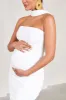 Truly | White Ruched Maternity Maxi Dress With Halter Collar sold by Club L London