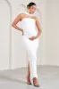 Truly | White Ruched Maternity Maxi Dress With Halter Collar sold by Club L London