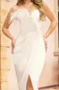 High Class | White Bandeau Thigh Split Maxi Dress With Feather Trim sold by Club L London