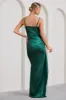 Buckingham | Bottle Green Satin Pleated Split Maxi Dress sold by Club L London