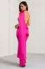 Mademoiselle | Hot Pink Asymmetric Scarf Neck Backless Maxi Dress sold by Club L London