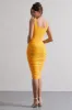 Lisbon | Mango Square Neck Ruched Midi Dress sold by Club L London