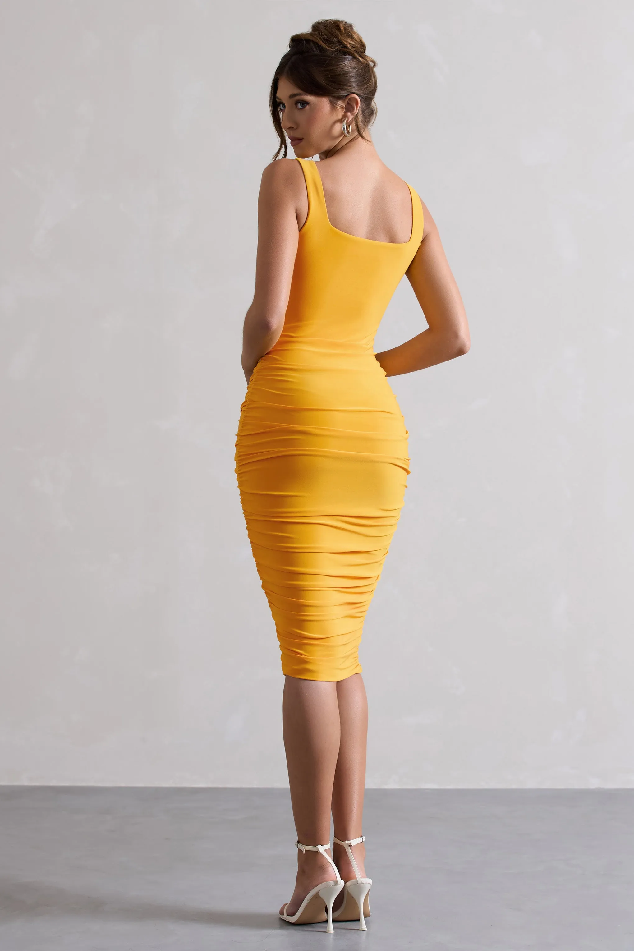 Lisbon | Mango Square Neck Ruched Midi Dress sold by Club L London product image thumbnail 2