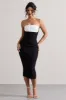 My Darling | Black Tailored Bandeau Split Midi Dress sold by Club L London