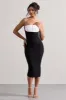 My Darling | Black Tailored Bandeau Split Midi Dress sold by Club L London