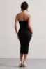 My Darling | Black Tailored Bandeau Split Midi Dress sold by Club L London