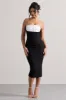 My Darling | Black Tailored Bandeau Split Midi Dress sold by Club L London