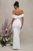 Inflorescence | White Mesh Floral Bardot Maternity Maxi Dress sold by Club L London