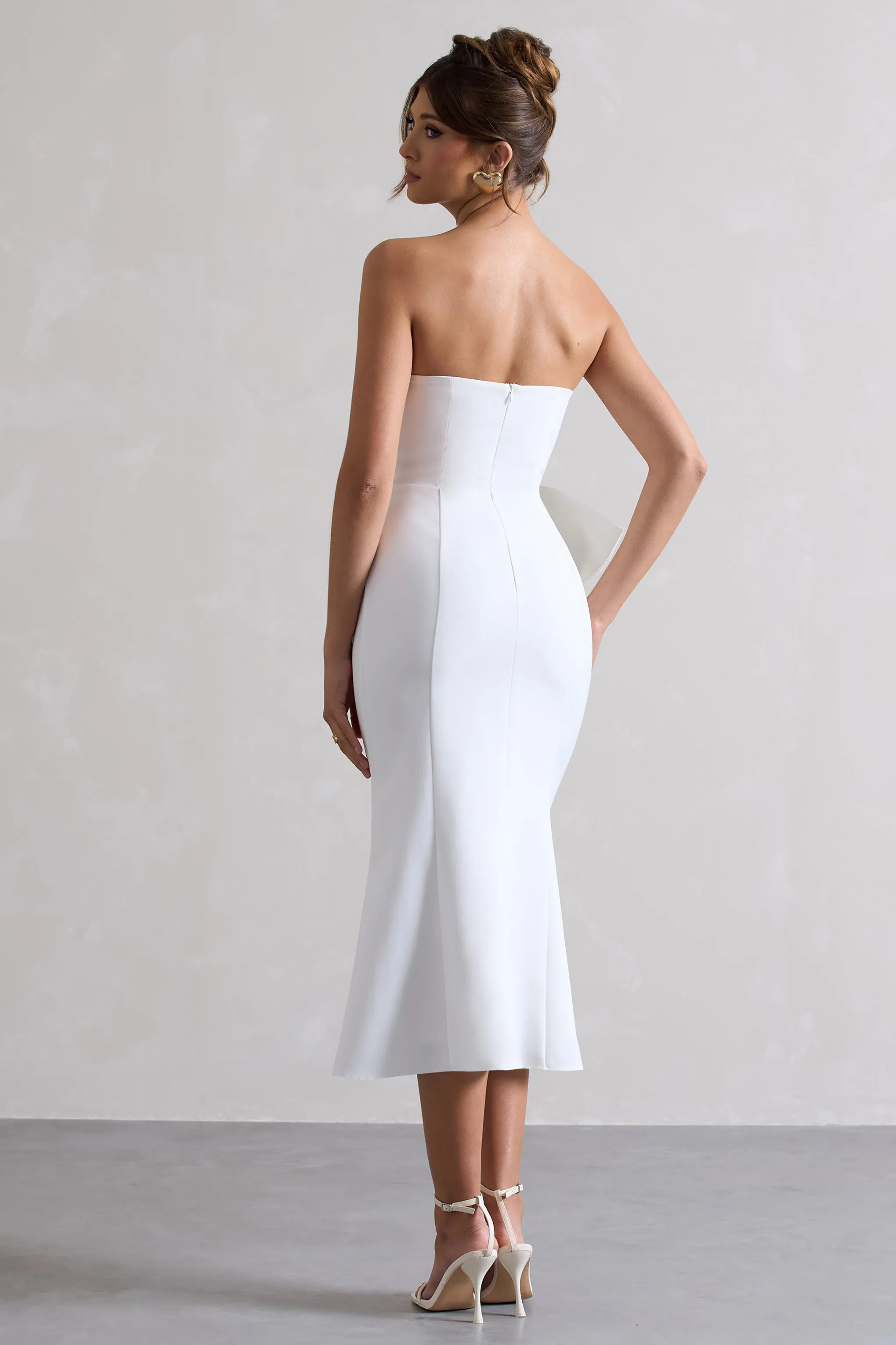 To Me | White Bandeau Midi Dress With Oversized Bow sold by Club L London product image thumbnail 3