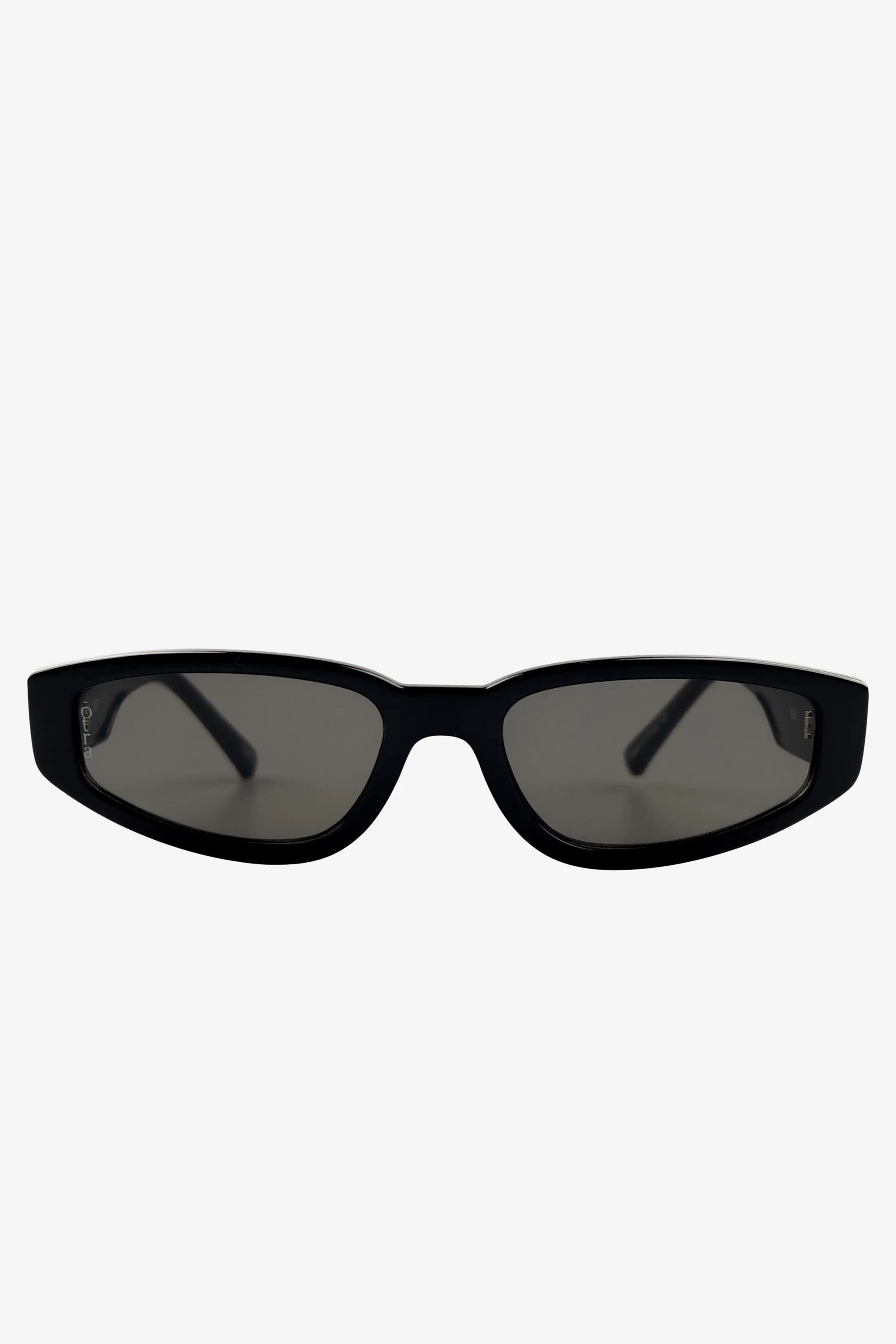 Kai | Otra Black Thin Rectangular Sunglasses sold by Club L London product image thumbnail 4