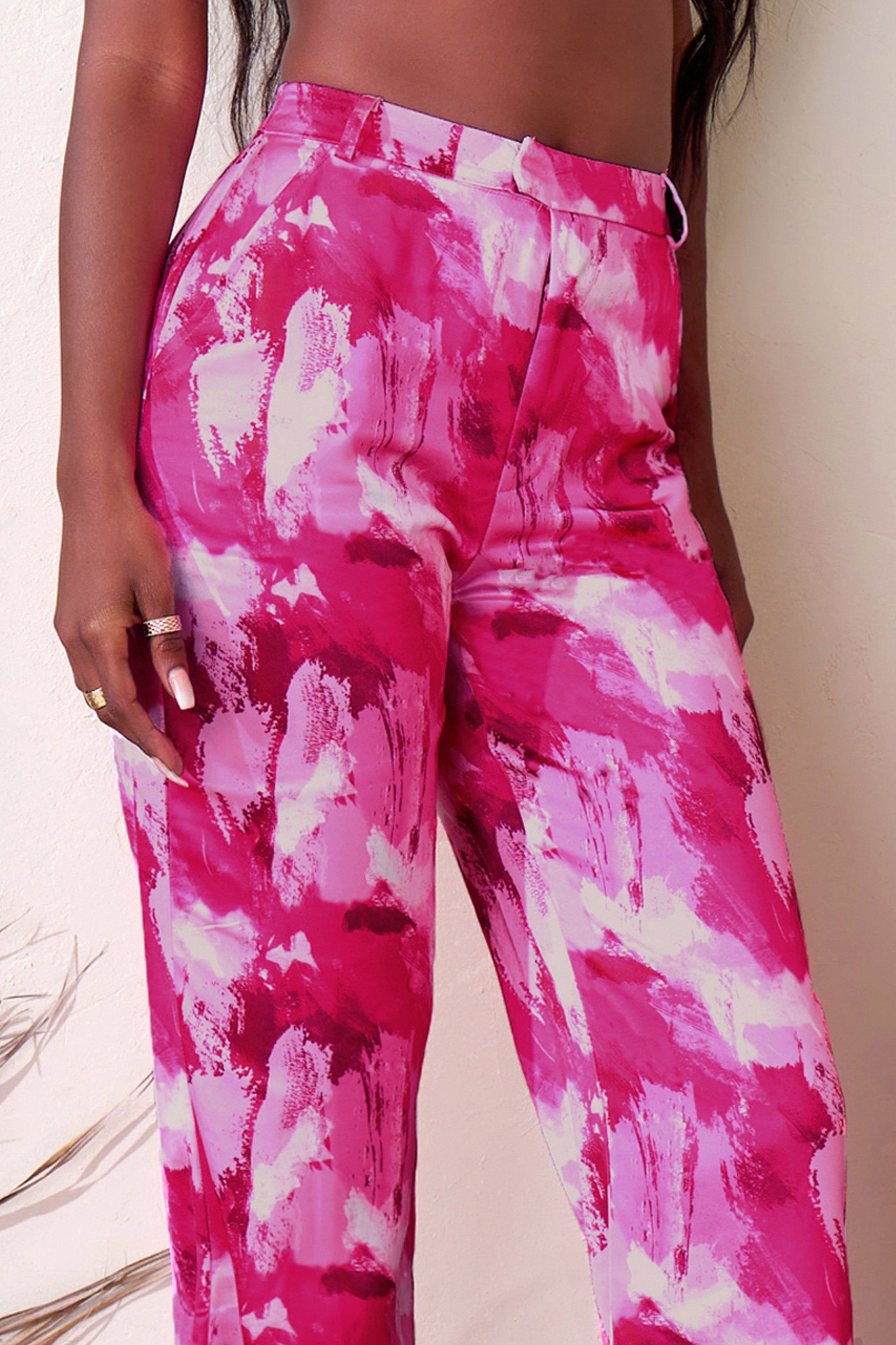 No Limits | Hot Pink Print Wide Leg Trousers sold by Club L London product image thumbnail 4