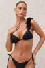 Cassia | Black Triangle Flower Trimmed Bikini Top sold by Club L London