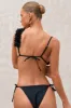 Cassia | Black Triangle Flower Trimmed Bikini Top sold by Club L London