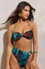 West Coast | Blue Print Twist Halter-Neck Bikini Top sold by Club L London