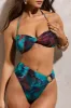 West Coast | Blue Print Twist Halter-Neck Bikini Top sold by Club L London