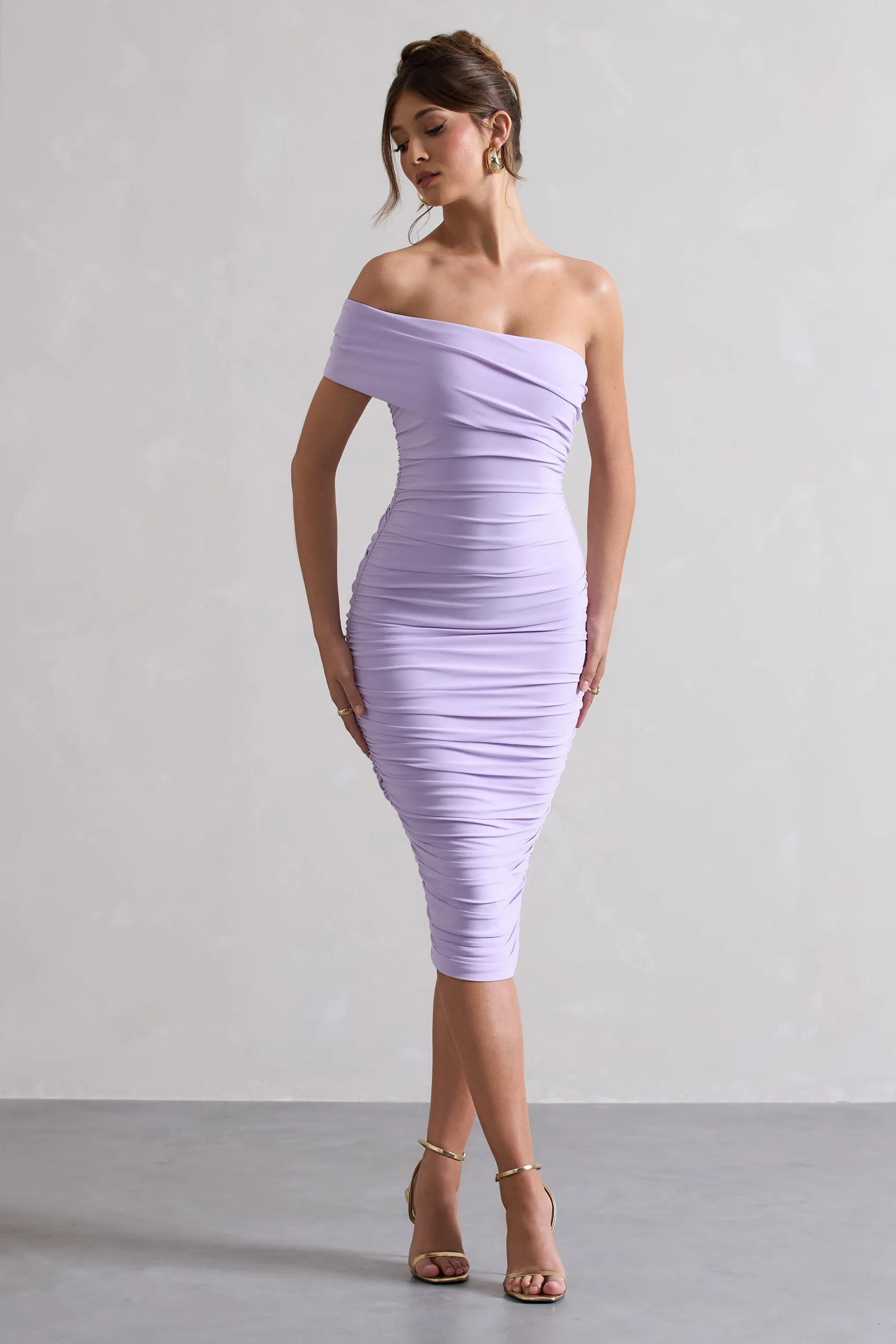 Remember Me | Lilac One Shoulder Midi Dress sold by Club L London