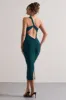 Vineyard | Green Asymmetric Backless Bodycon Midi Dress sold by Club L London
