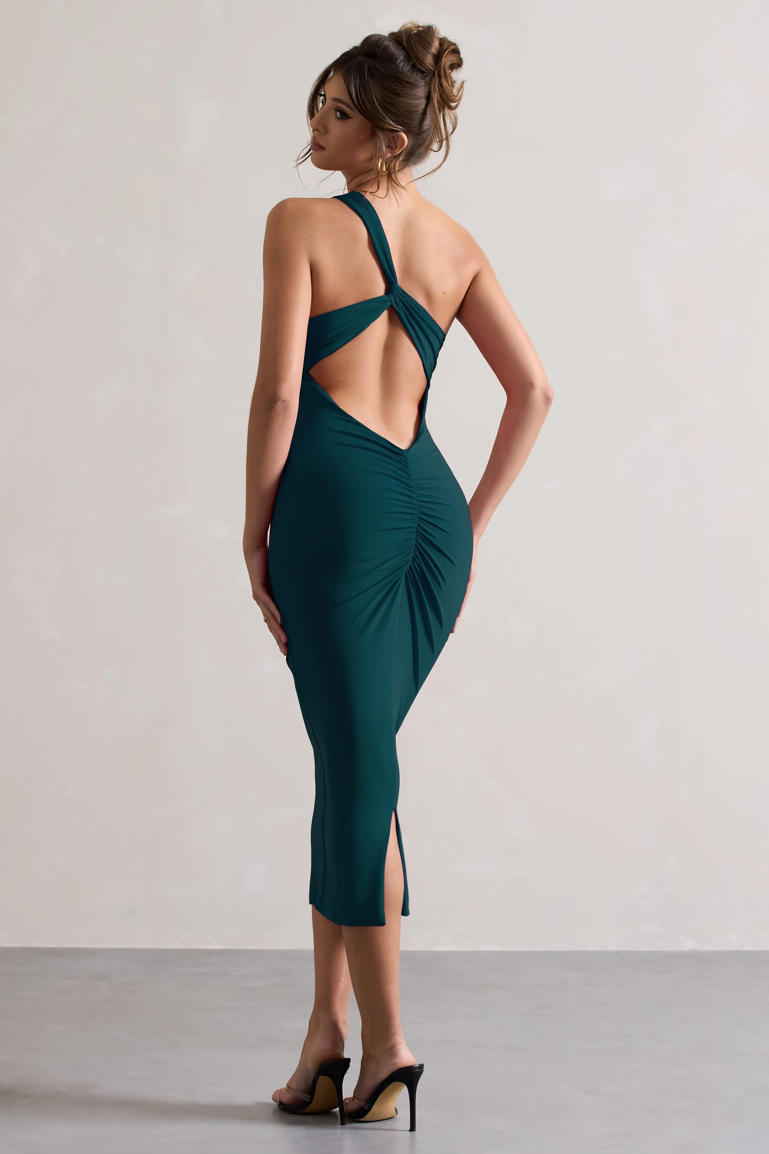 Vineyard | Green Asymmetric Backless Bodycon Midi Dress sold by Club L London product image thumbnail 2
