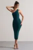 Vineyard | Green Asymmetric Backless Bodycon Midi Dress sold by Club L London