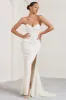 Elene | White Pleated Split Fishtail Maxi Dress sold by Club L London