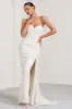 Elene | White Pleated Split Fishtail Maxi Dress sold by Club L London