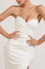 Elene | White Pleated Split Fishtail Maxi Dress sold by Club L London