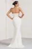 Elene | White Pleated Split Fishtail Maxi Dress sold by Club L London