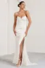 Elene | White Pleated Split Fishtail Maxi Dress sold by Club L London