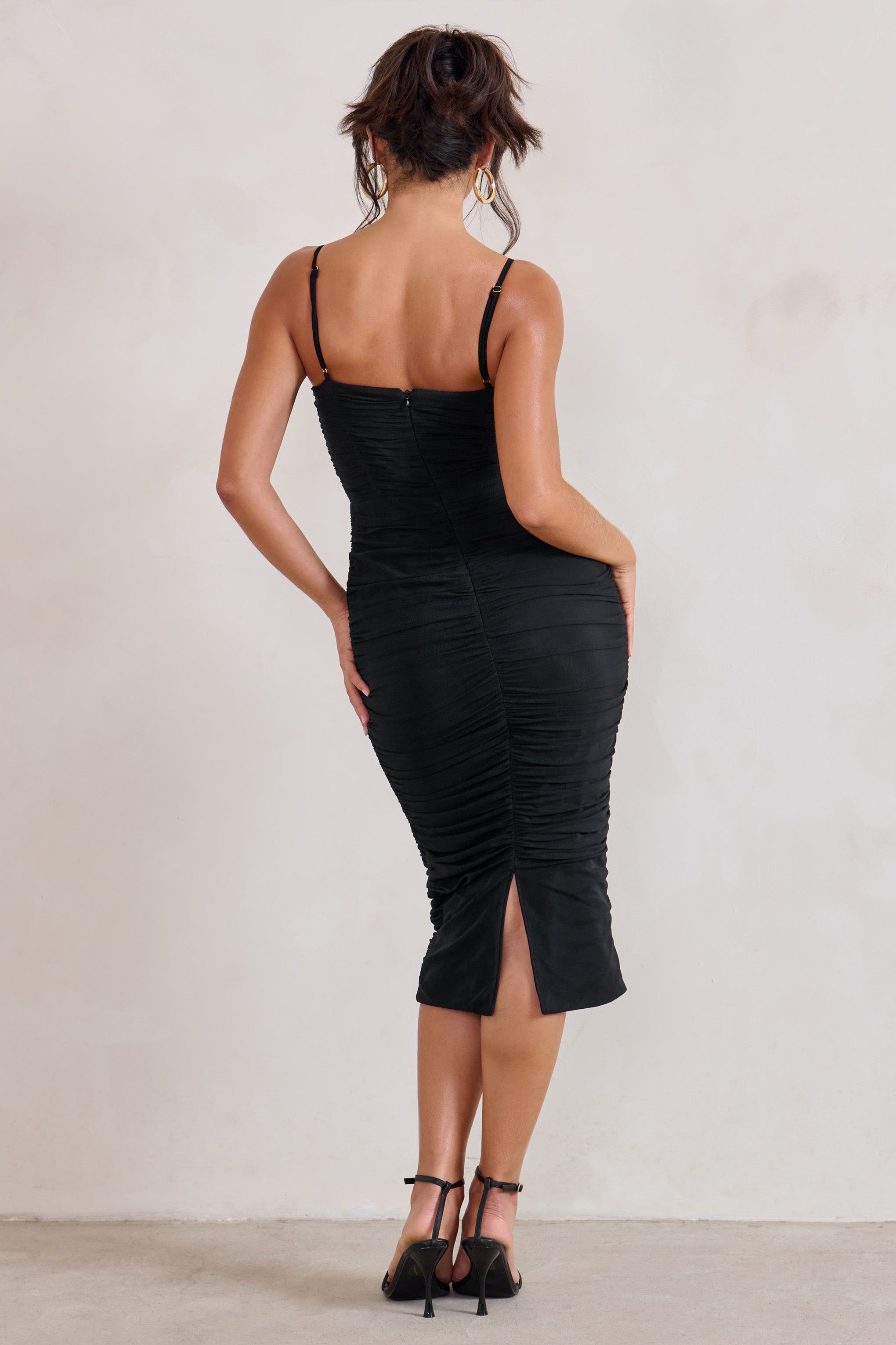 Love Tapes | Black Corset Mesh Midi Dress sold by Club L London product image thumbnail 2