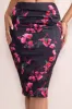 Katrina | Black Floral Print Satin Bodycon Midi Skirt sold by Club L London