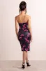 Katrina | Black Floral Print Satin Bodycon Midi Skirt sold by Club L London